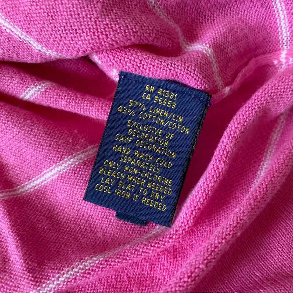Polo Ralph Lauren Pink Striped V-Neck Sweater | Preppy Coastal - Picture 5 of 6